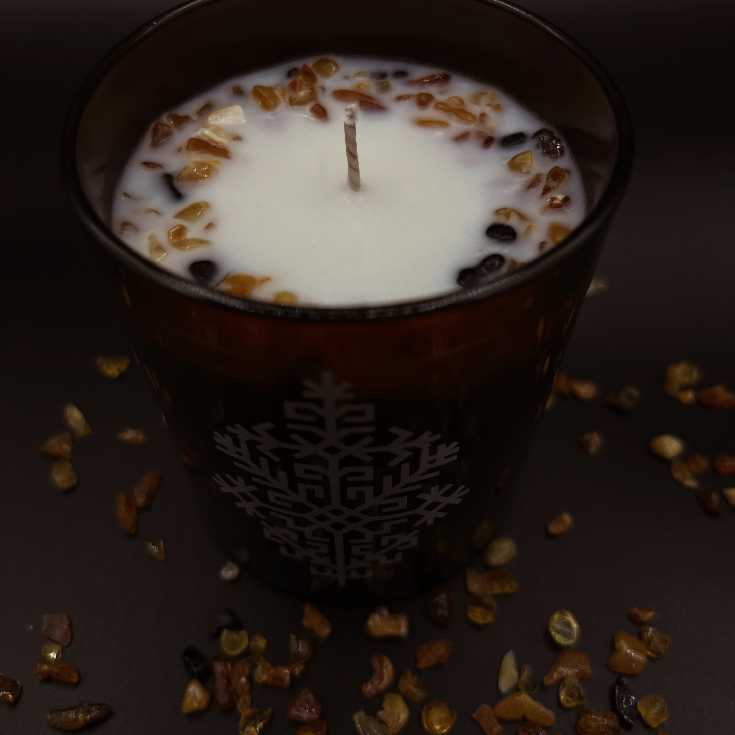 Pine Tree Scented Soy Candle with Baltic Amber
