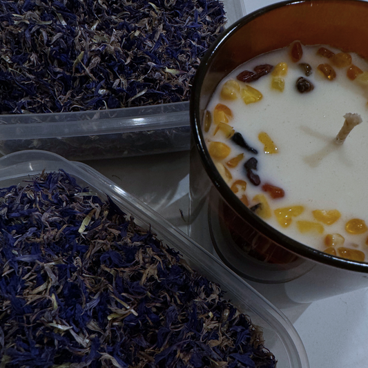 Baltic Amber Soy Candle – Pine Scent with Cornflower