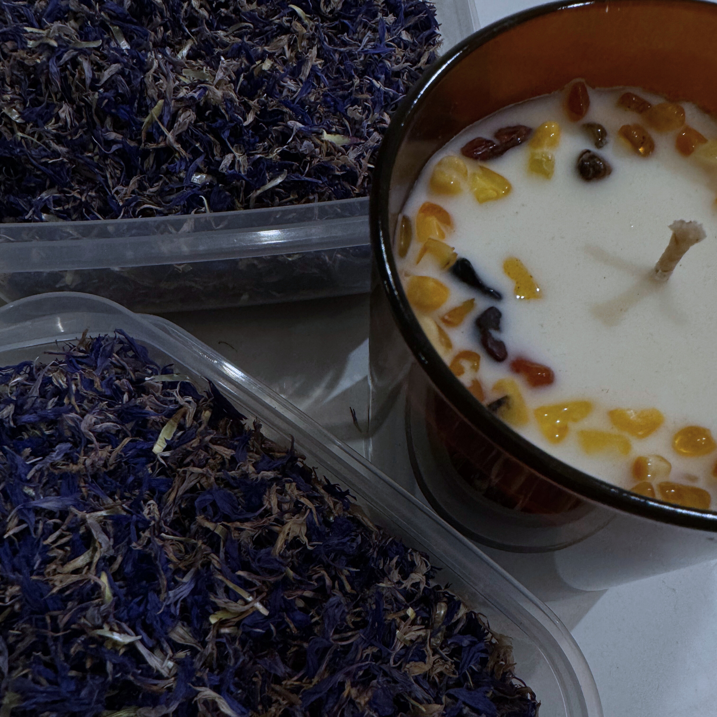 Baltic Amber Soy Candle – Pine Scent with Cornflower